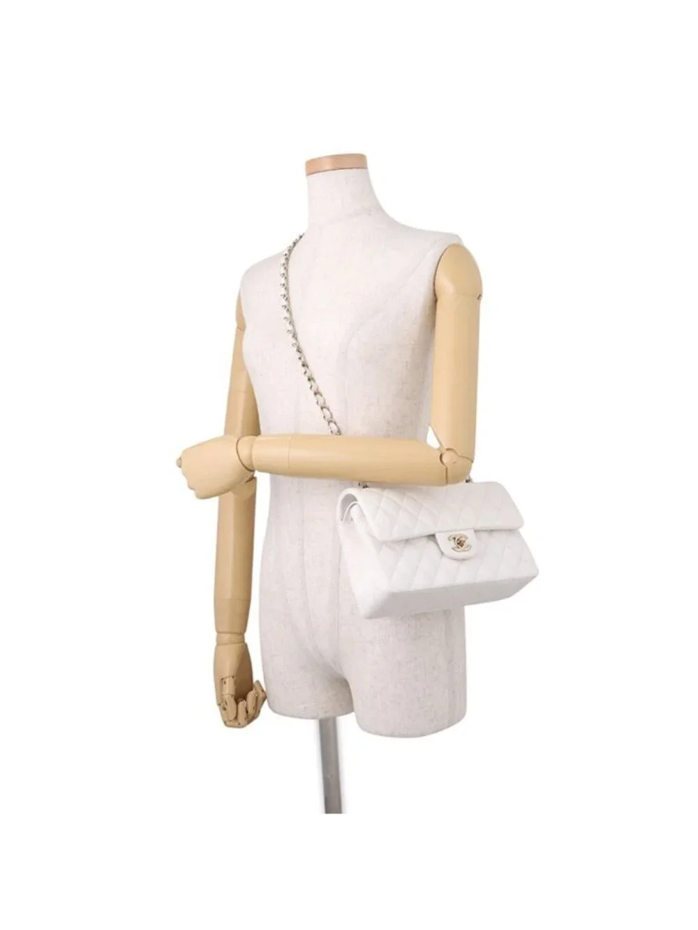 Chanel Chain Shoulder Bag Quilted 23 CC Logo Double White